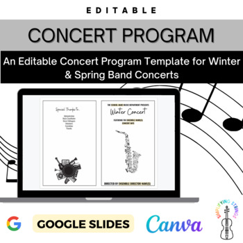 Preview of EDITABLE Concert Program Template for Band