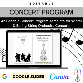 Preview of EDITABLE Concert Program Template for String Orchestra