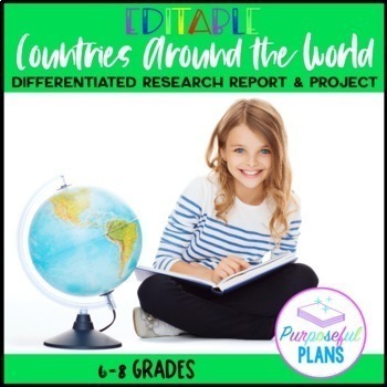 Preview of EDITABLE Countries Around the World - Rubric & Graphic Organizer Templates 6-8