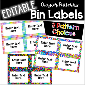 EDITABLE Bin Labels (Crayon Theme) by Crispell's Creations | TPT