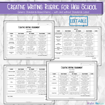 creative writing rubric for high school