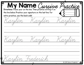 editable cursive name practice