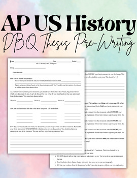 Preview of EDITABLE DBQ Thesis Pre-Writing Worksheet