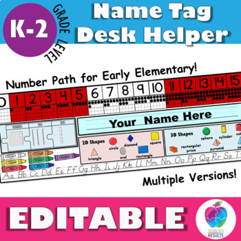 Preview of EDITABLE DESK NAME TAGS FIRST GRADE NUMBER PATH TO 20