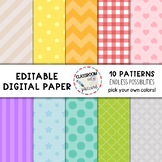 EDITABLE DIGITAL PAPER - 10 patterns, endless colors!