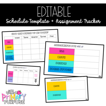 Preview of EDITABLE DIGITAL Schedule Template + Assignment Tracker