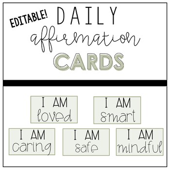 Preview of EDITABLE Daily Affirmation Cards