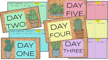 Preview of EDITABLE Daily Check-In Attendance for SEL and Distance Learning - Cactus Theme