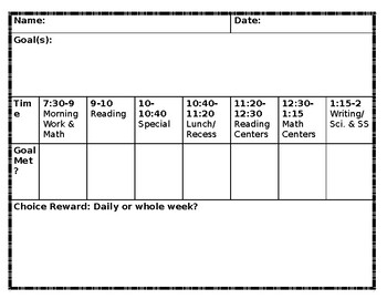 Preview of EDITABLE Daily Goal Sheet