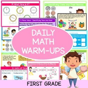 Preview of EDITABLE Daily Math Warm-Ups for Grade 1 - PowerPoint with Notes (1)