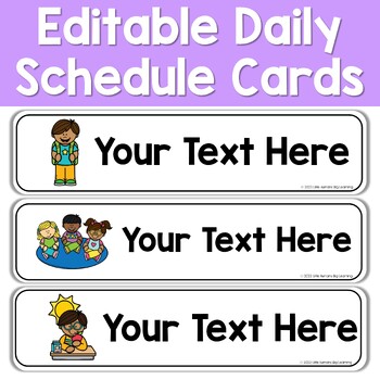 Preview of EDITABLE Daily Schedule Cards with Pictures for Preschool Pre-K and Kindergarten