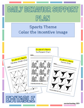 Preview of EDITABLE Daily Student Behavioral Support Charts and Plans- Sports Theme