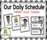 EDITABLE Daily Visual Schedule Cards - Black & White Buffa