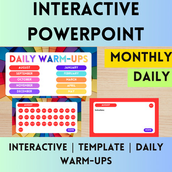 Preview of EDITABLE: Daily Warm-up PowerPoint with CANVA (Interactive)