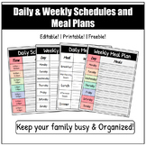 EDITABLE Daily & Weekly Schedules and Meal Planners | FREEBIE!