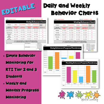 Preview of EDITABLE Daily and Weekly Behavior Charts