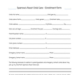 EDITABLE Daycare Enrollment Form