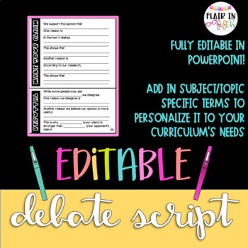 Preview of EDITABLE Debate Outline and Rubric for ANY Subject Area