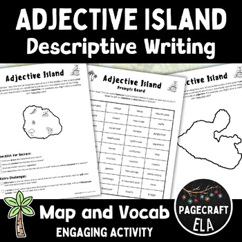 Preview of EDITABLE Describe an Island | Differentiated Multi-Level Writing | Adjectives
