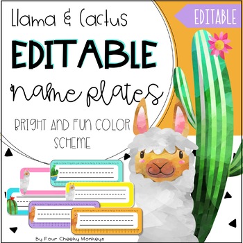 Editable Desk Name Tags Desk Name Plates Desk Toppers Llama