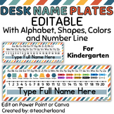 EDITABLE Desk Name Tags / Plates for Kindergarten Adventur