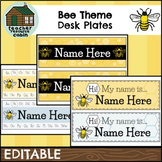 EDITABLE Desk Plates / Name Tags | Bee Theme Decor