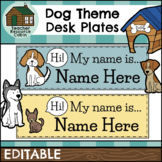 EDITABLE Desk Plates Name Tags | Dog Theme Decor
