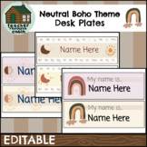 EDITABLE Desk Plates / Name Tags | Neutral Boho Theme Decor
