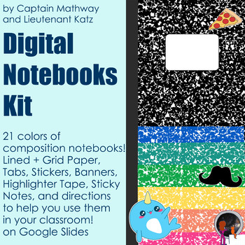 Preview of EDITABLE - Digital Notebooks Kit - Google Slides - Distance Learning - Paperless