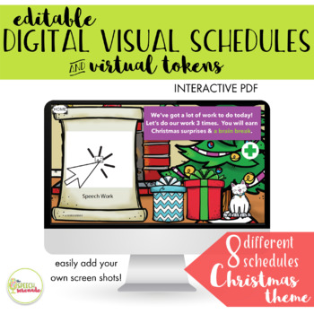 Preview of EDITABLE Digital Visual Schedules with Tokens - Christmas