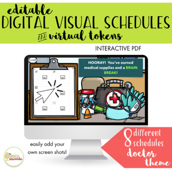 Preview of EDITABLE Digital Visual Schedules with Tokens - Doctor