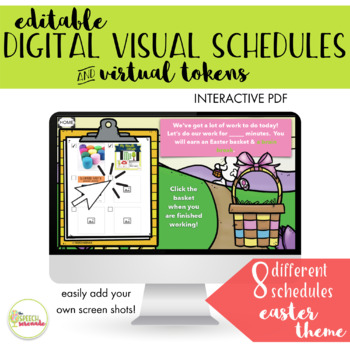 Preview of EDITABLE Digital Visual Schedules with Tokens - Easter
