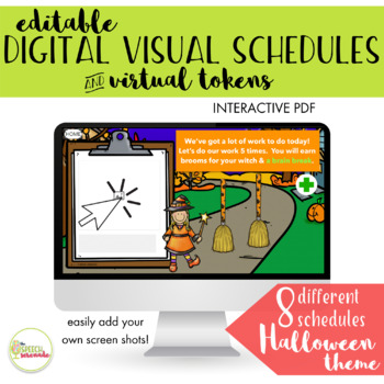 Preview of EDITABLE Digital Visual Schedules with Tokens - Halloween