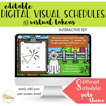 Preview of EDITABLE Digital Visual Schedules with Tokens - Pets