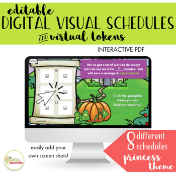 Preview of EDITABLE Digital Visual Schedules with Tokens - Princess