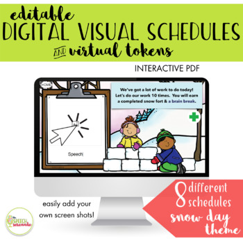 Preview of EDITABLE Digital Visual Schedules with Tokens - Snow Day