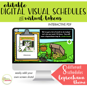 Preview of EDITABLE Digital Visual Schedules with Tokens - St. Patrick's Day