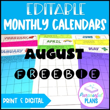 Preview of EDITABLE August Student Calendar Chart Templates - Classroom Management FREEBIE