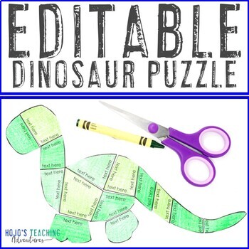 Preview of EDITABLE Dinosaur Craft Activity | Create puzzles on ANY topic!