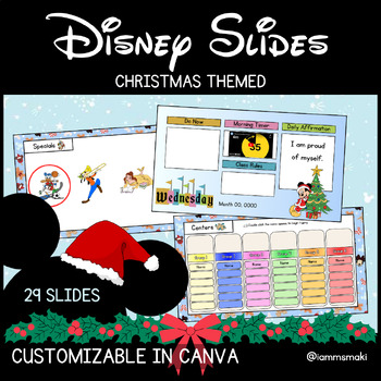 Preview of Disney-Inspired Christmas Slides | Classroom Slideshow/Presentation Template