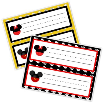 Preview of EDITABLE Disney Inspired Mickey Mouse and Minnie Desk Name Plates #2