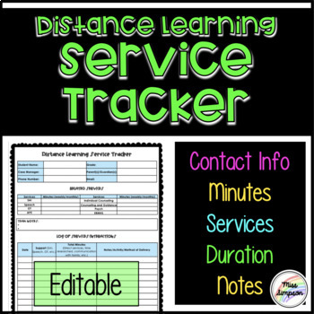 Preview of EDITABLE Distance Learning Service Tracker! (Color and B&W version)