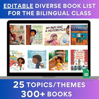 Preview of EDITABLE Diverse Books Read Aloud List For Spanish Bilingual Dual Language Class