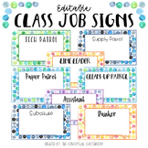 EDITABLE Dot Watercolor Classroom Job Signs