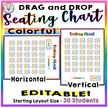 Preview of EDITABLE! Drag & Drop SEATING CHART - Starting Layout of 30 Students - Colorful