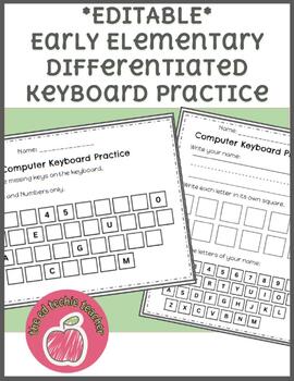 Preview of EDITABLE Early Elementary Computer Keyboard Worksheets