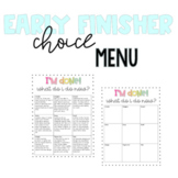 Early Finisher and Enrichment Menu - Editable