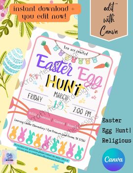 Preview of EDITABLE, Easter Egg Hunt Flyer, Spring, Social Media, Digital Download