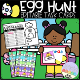 EDITABLE  Easter Egg Hunt Task Cards - Sight Words, Math, 