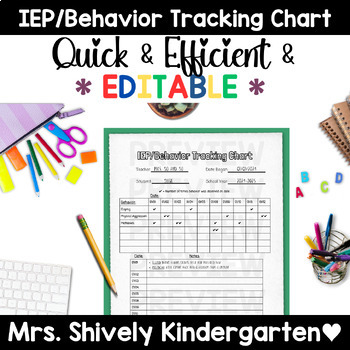 Preview of EDITABLE, Easy & Quick IEP/Behavior Tracking Chart 2.0 *UPDATED*